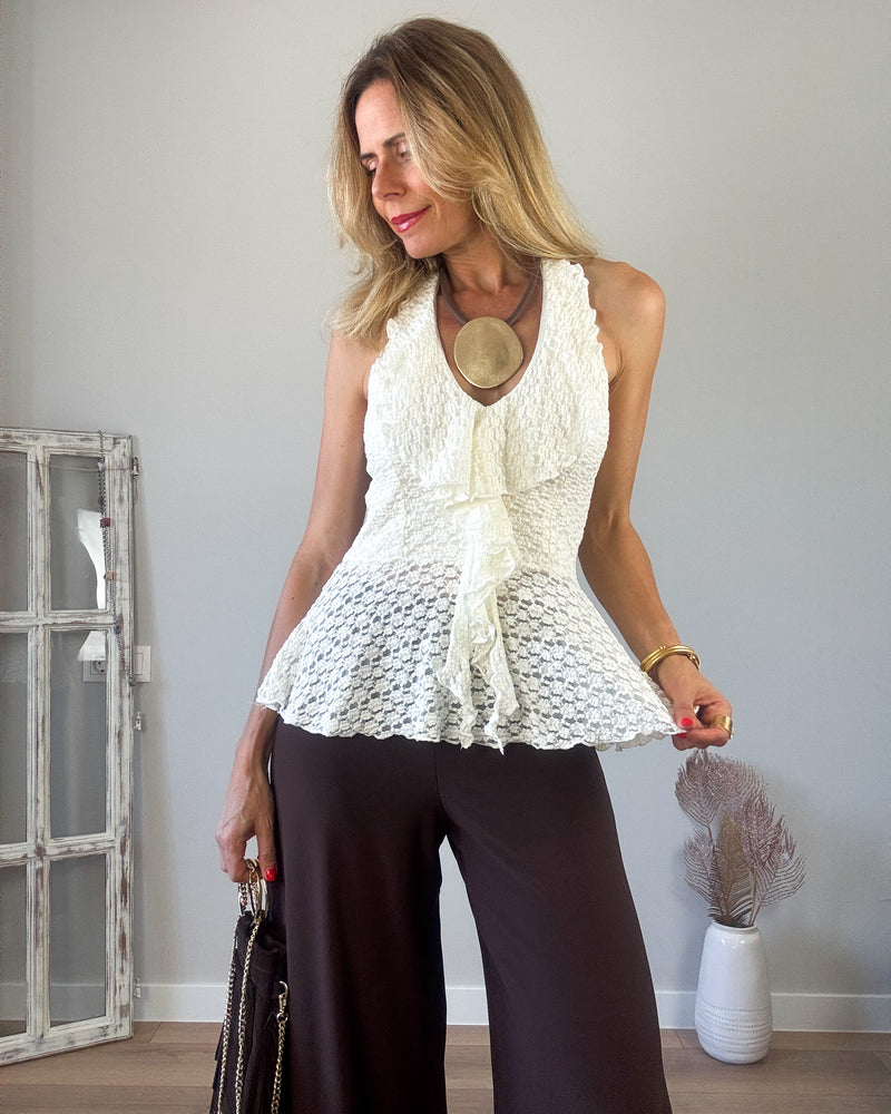 Top punto beige