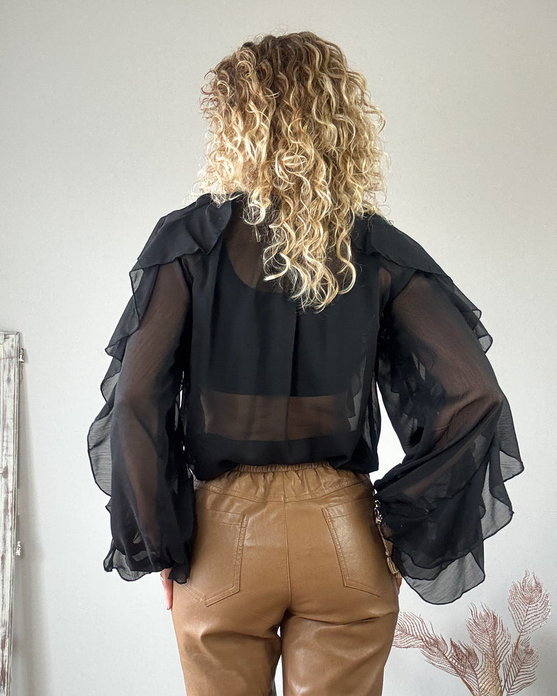Blusa chorreras negra
