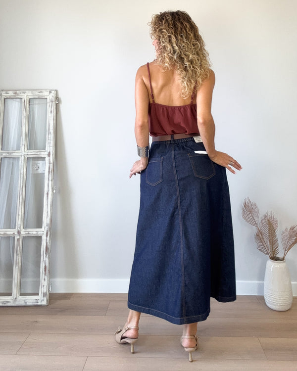 Falda denim bolsillos