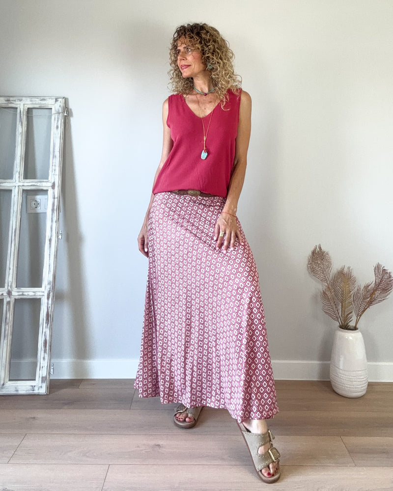 Falda punto rosafuerte