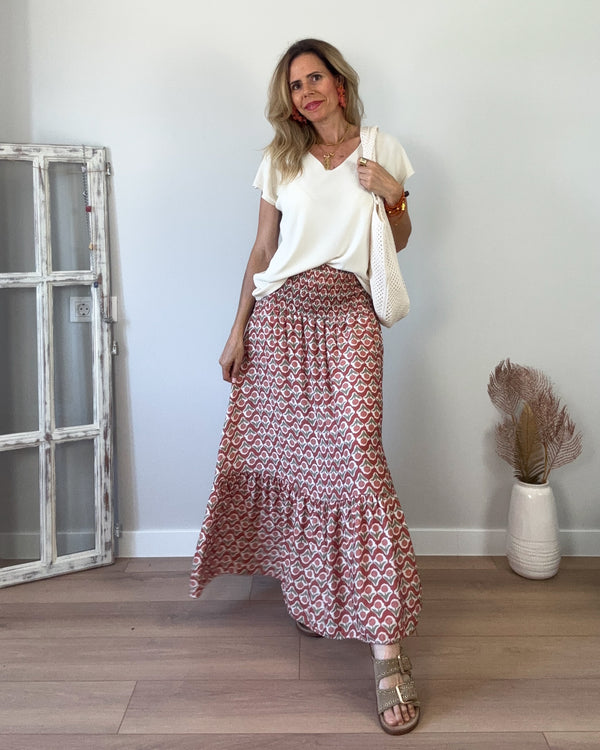Falda engomada teja