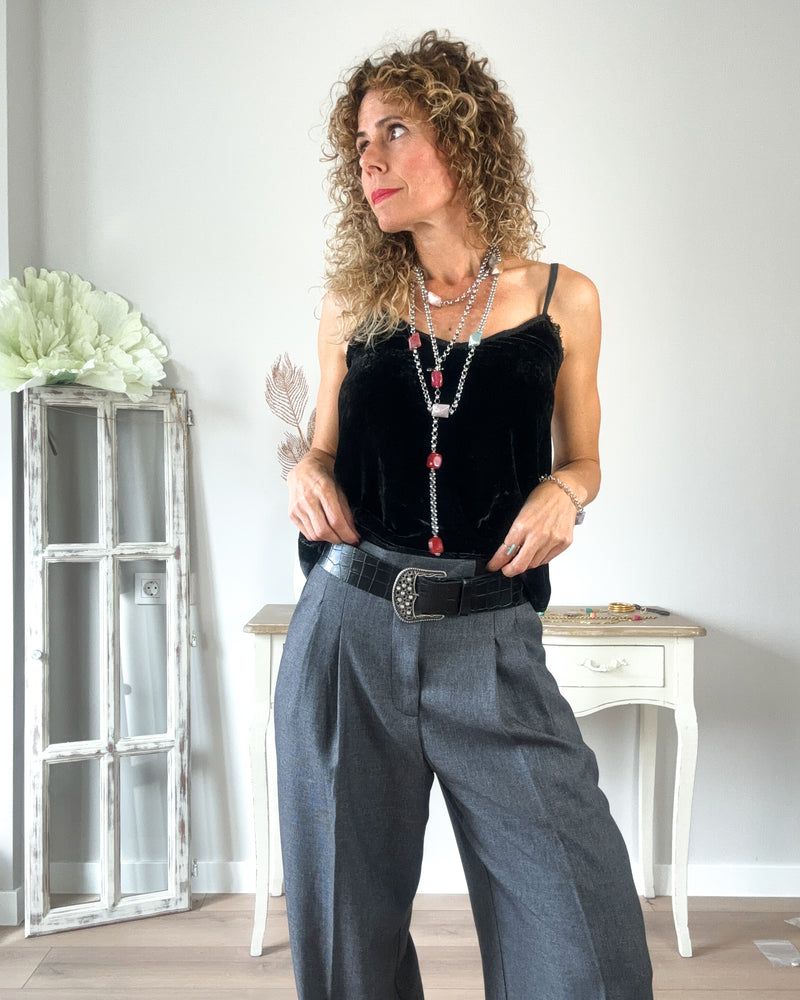Pantalón gris wideleg