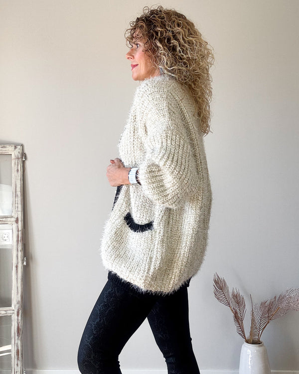 Chaqueta perlas beige