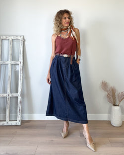 Falda denim bolsillos