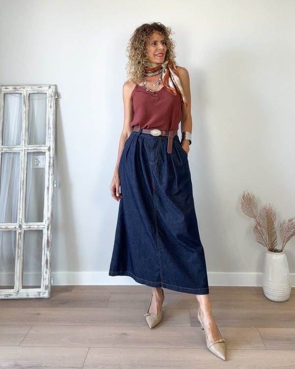 Falda denim bolsillos