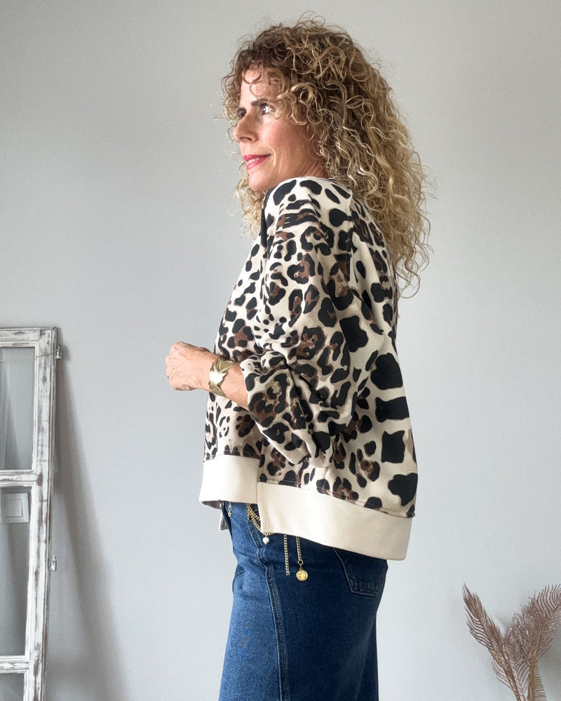 Sudadera print beige