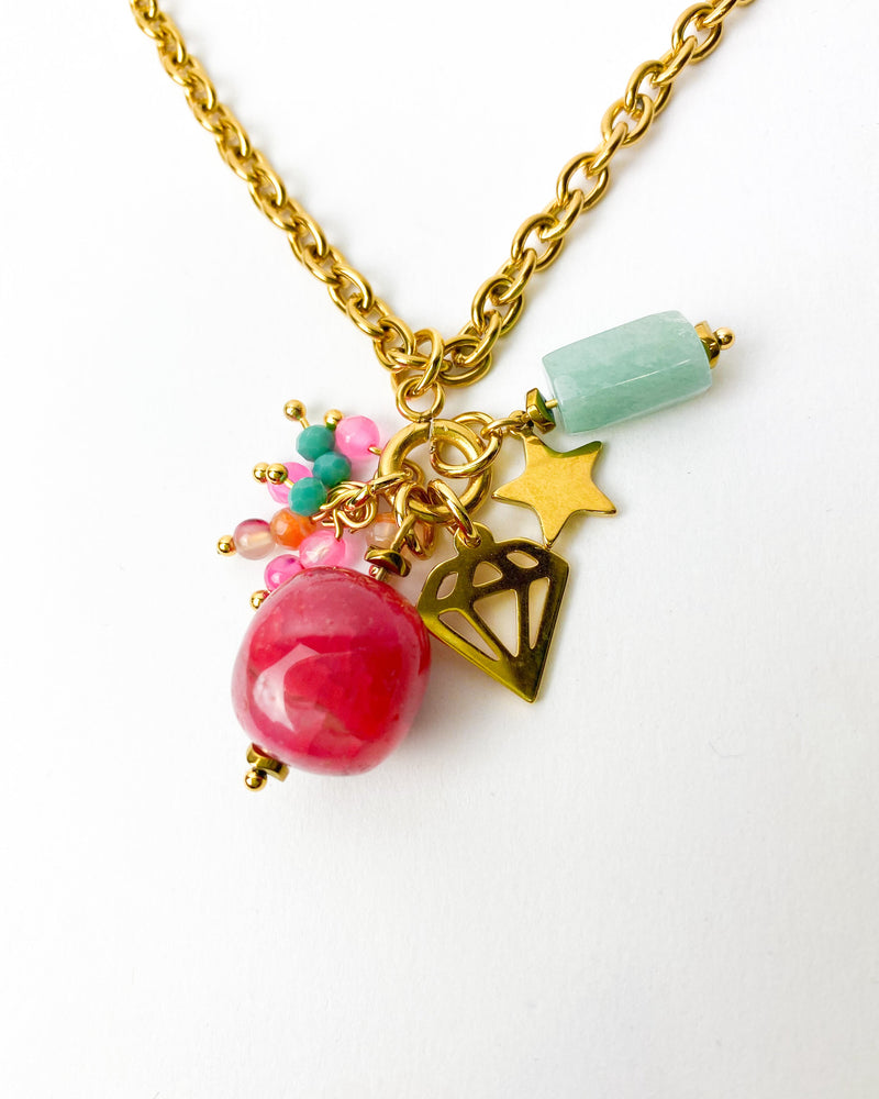 COLLAR AGATA FUCSIA