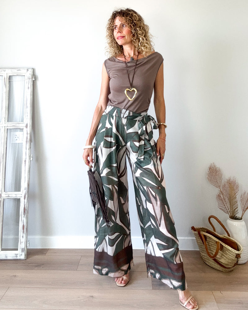Pantalón verde palazo