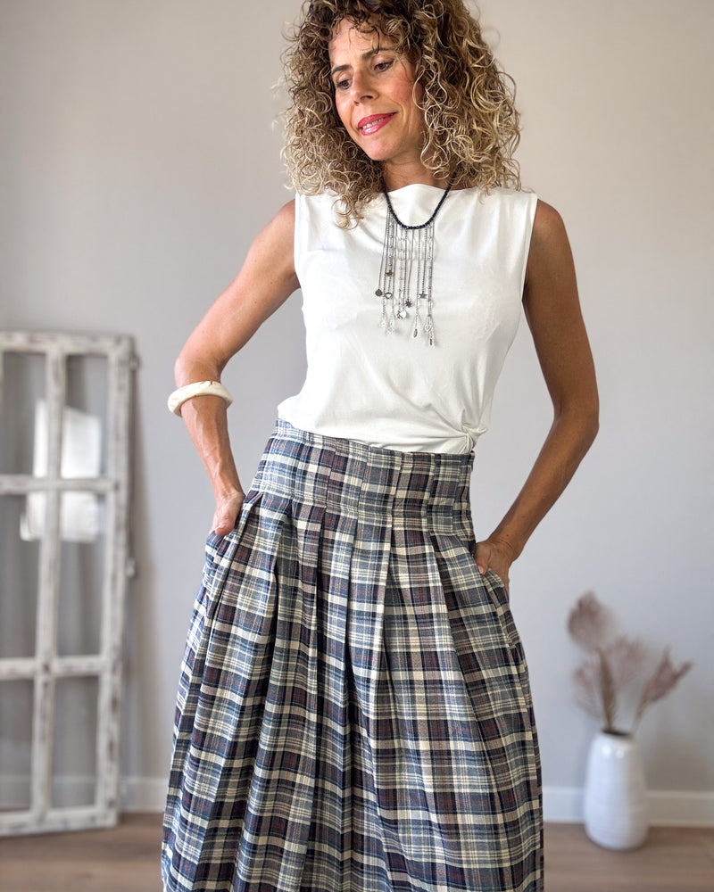 Falda cuadro azul