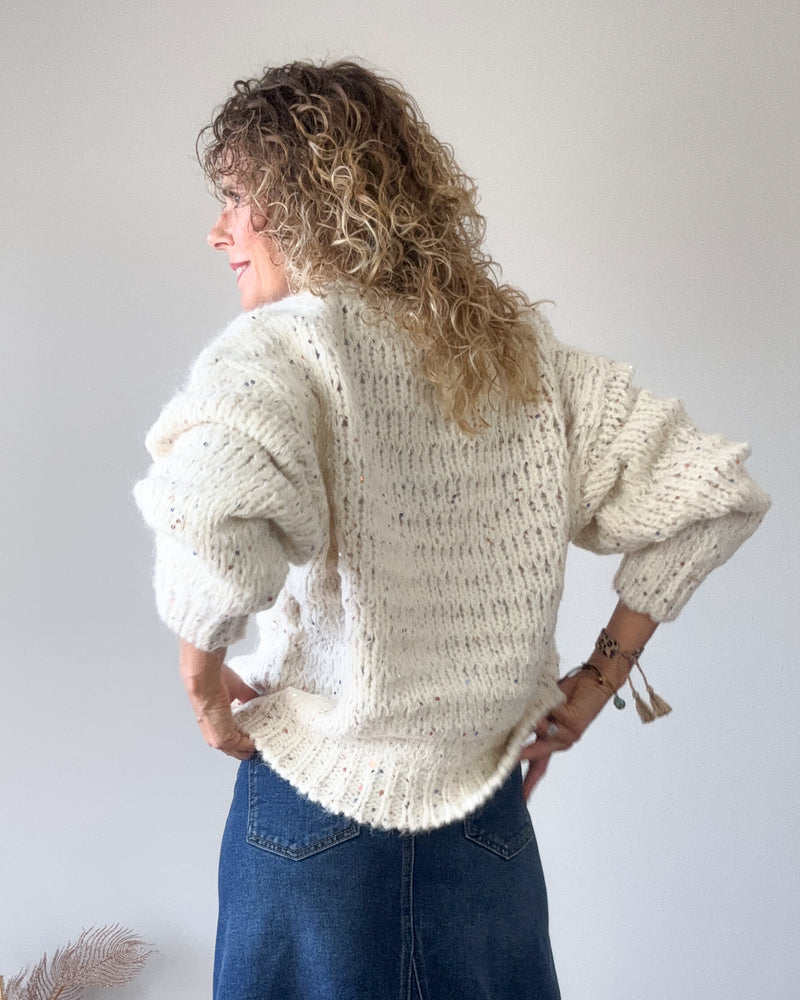 Jersey beige lentejuela