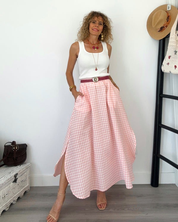 Falda rosa vichy