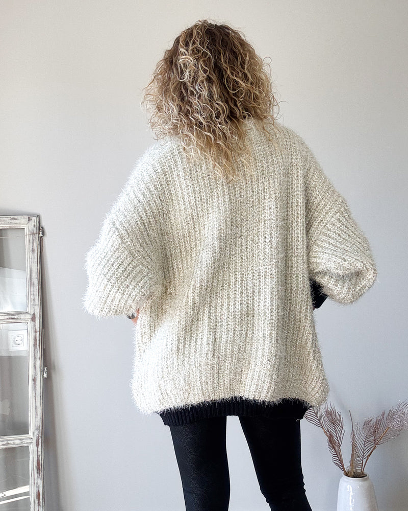 Chaqueta perlas beige