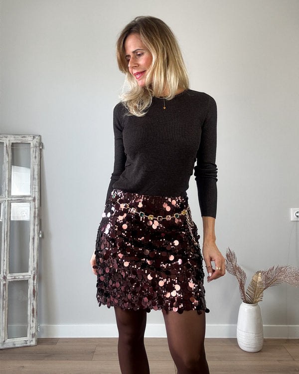 Falda chocolate lentejuela