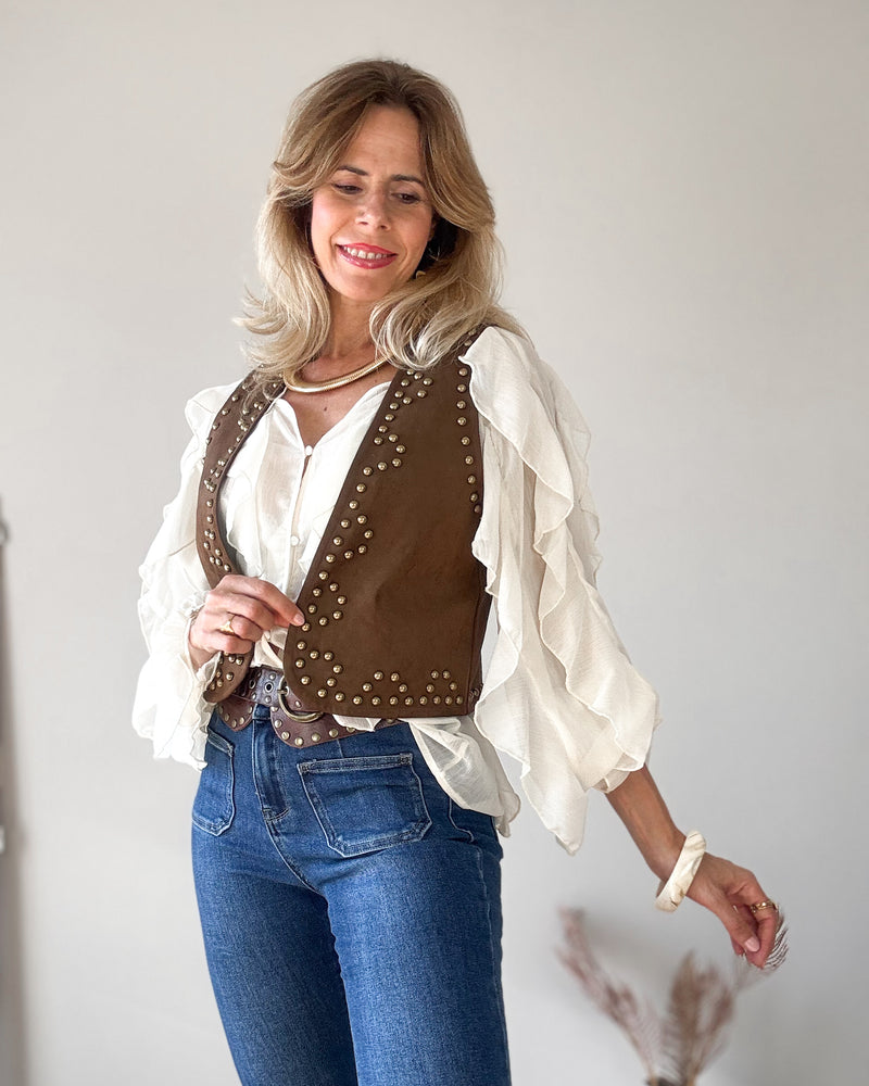 Chaleco antelina tachas