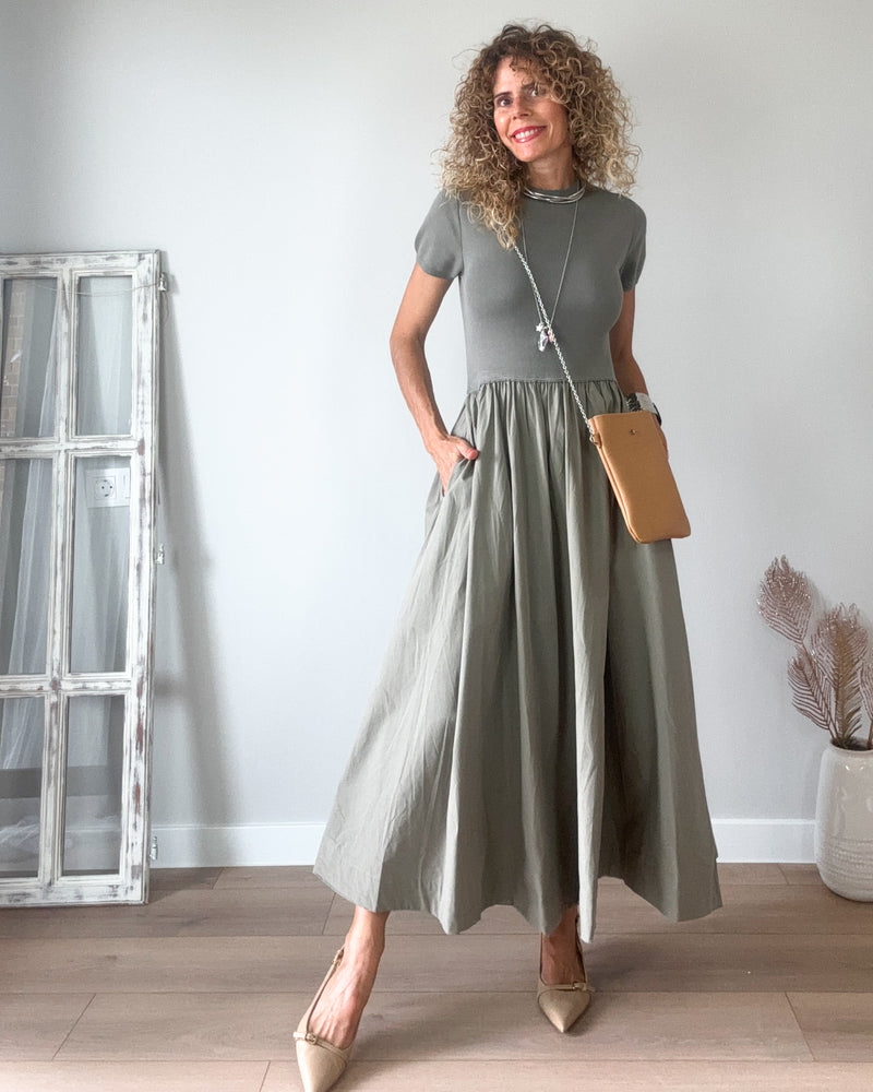 Vestido oliva combi