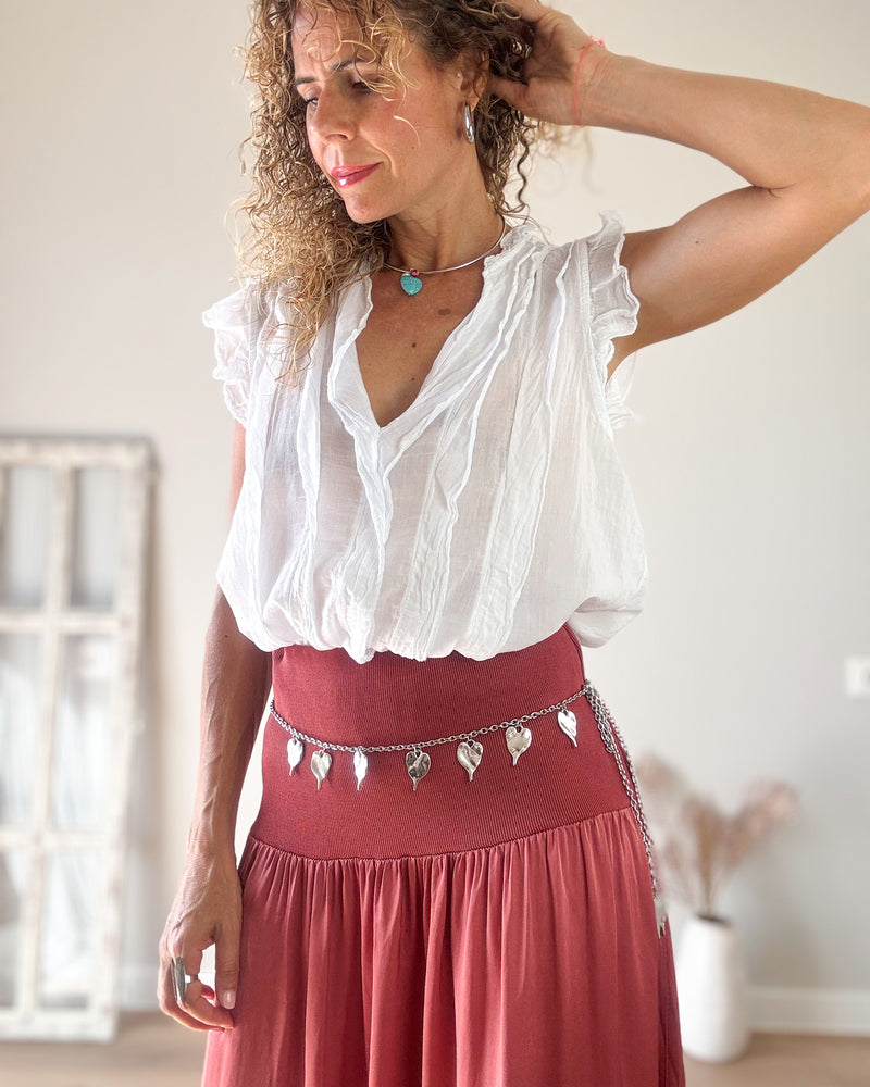 Falda satinada rosa