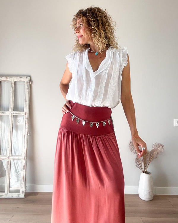 Falda satinada rosa