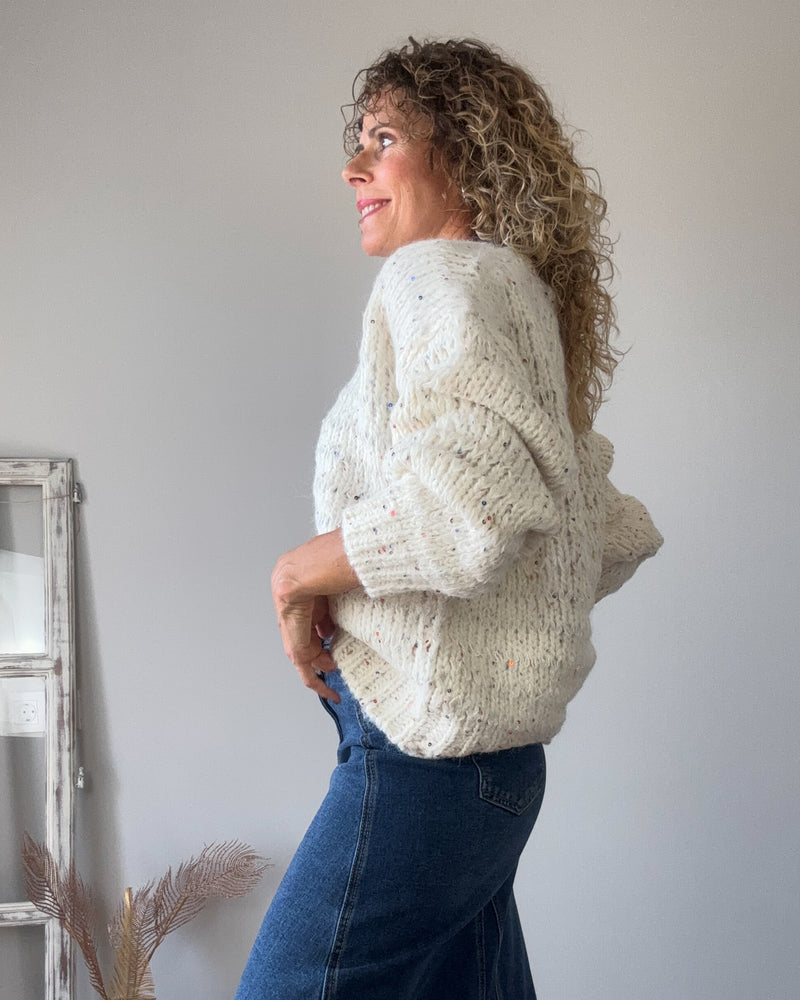 Jersey beige lentejuela