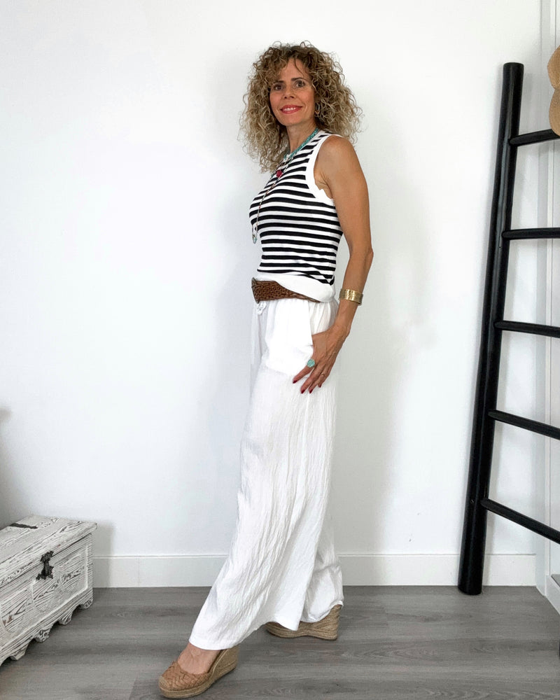 Pantalón blanco fluído