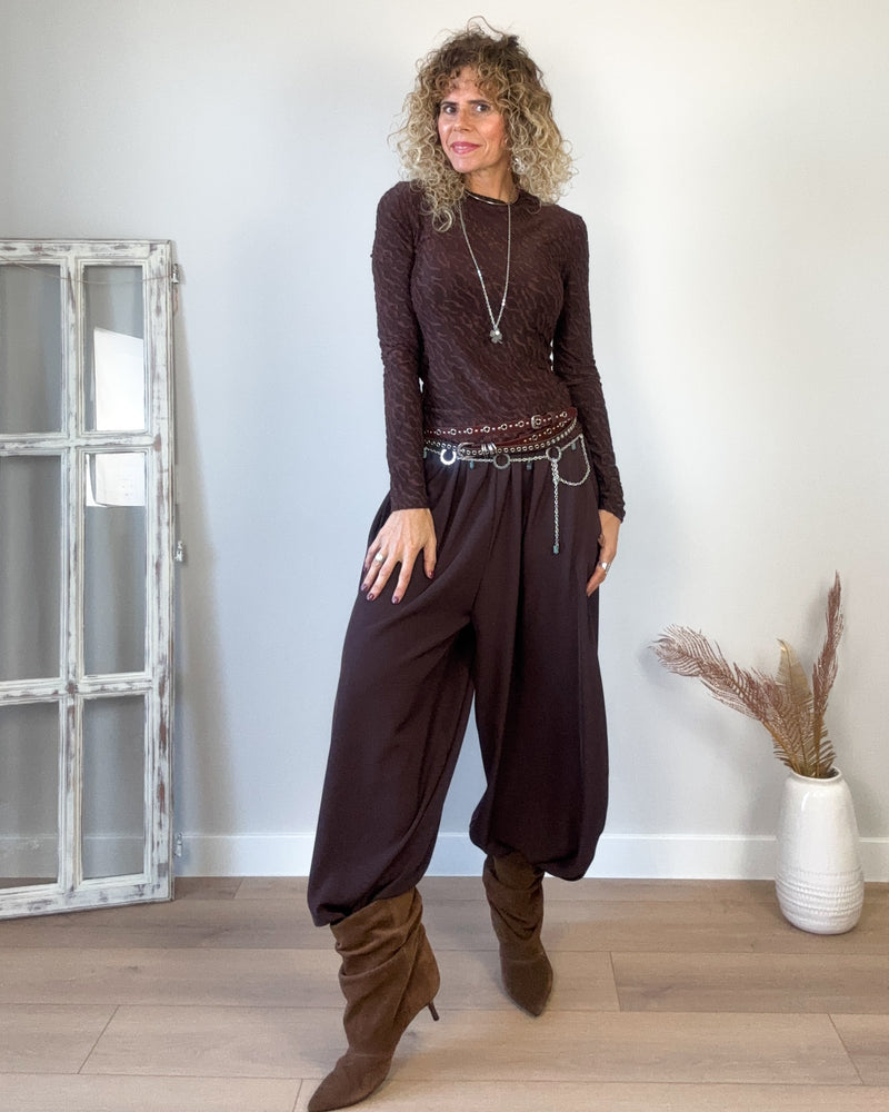 Camiseta marrón cebra