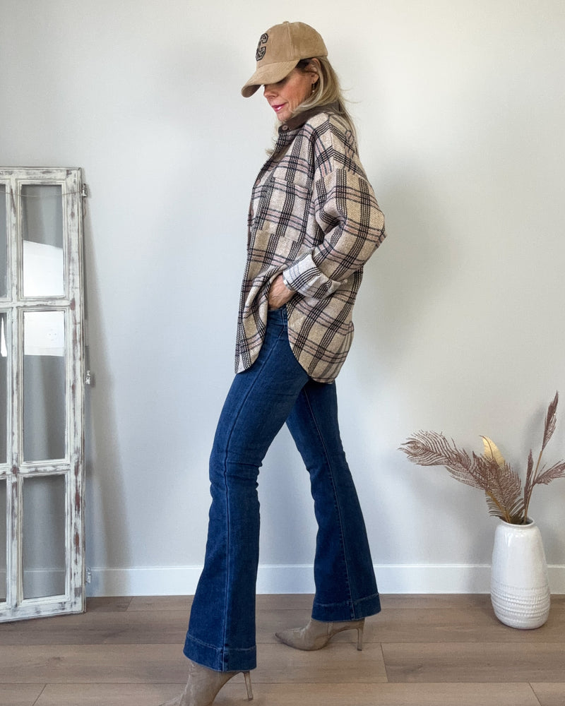 Camisa cuadro polipiel