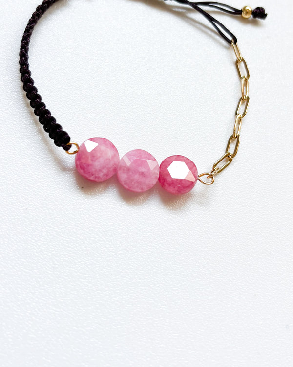 PULSERA ROSA TRIPIEDRA