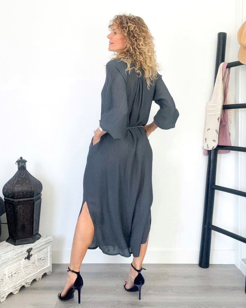 Vestido kaftán antracita