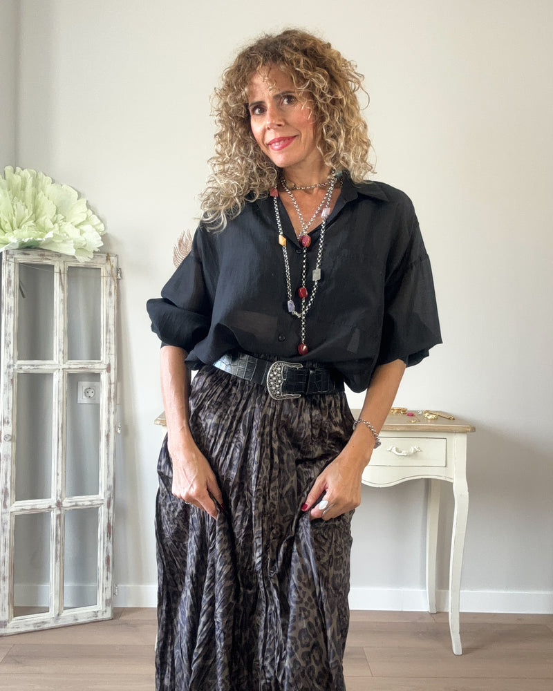 Falda print efecto ante