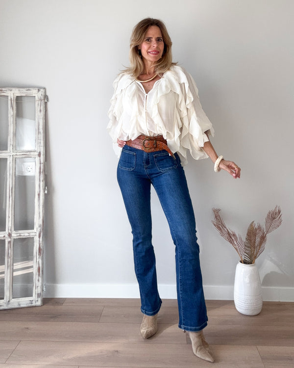 Blusa beige volantes