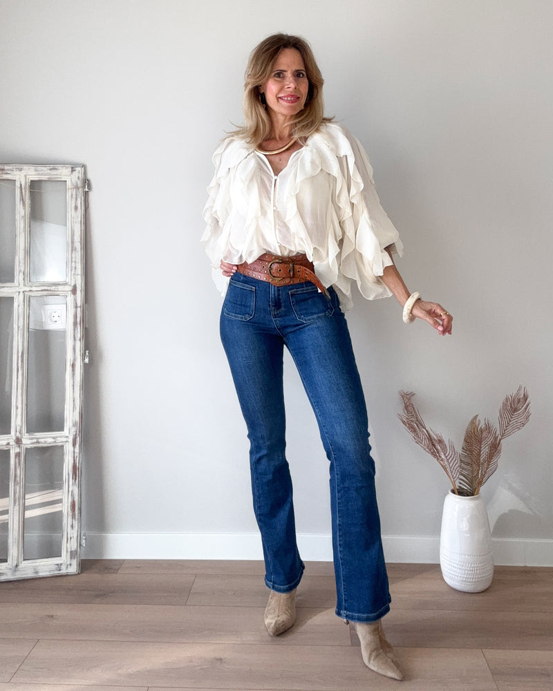 Blusa beige volantes