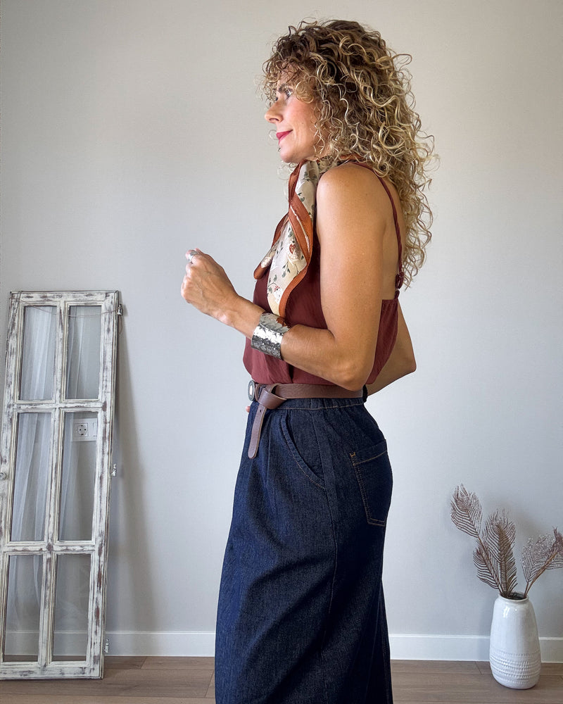 Falda denim bolsillos