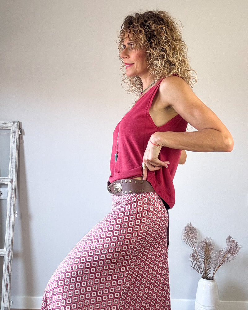 Falda punto rosafuerte