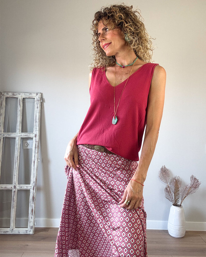 Falda punto rosafuerte