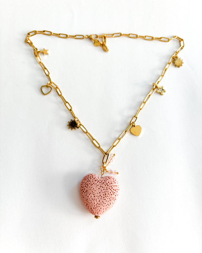 COLLAR CORAZÓN ROSA