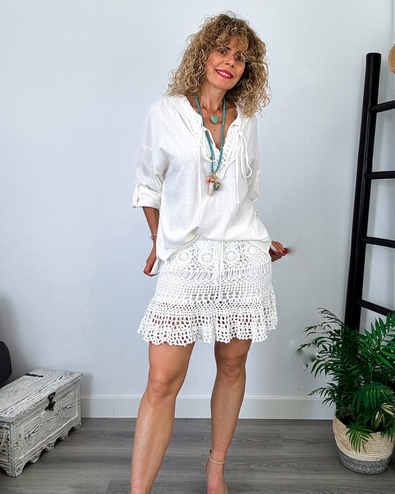 Falda ganchillo blanca