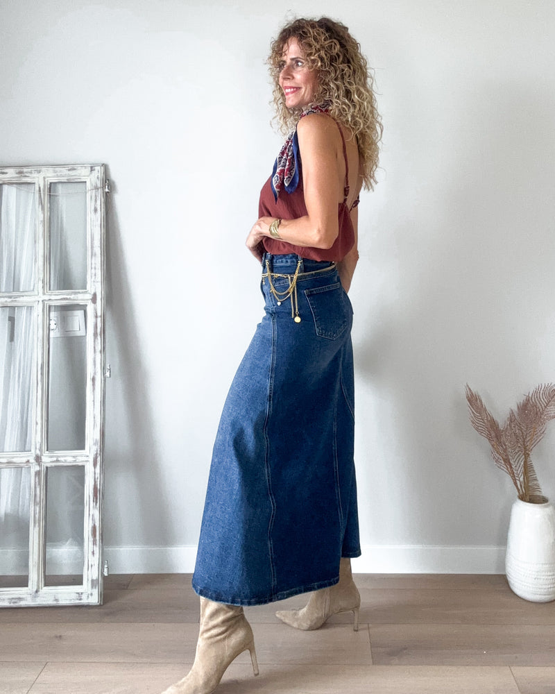 Falda denim corte