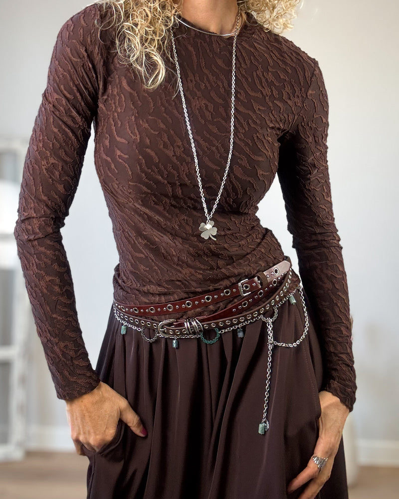 Camiseta marrón cebra