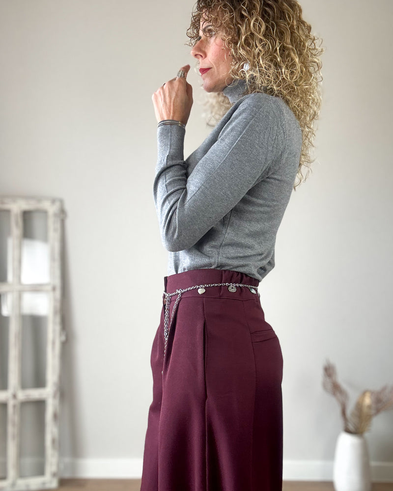 Pantalón burdeos flow