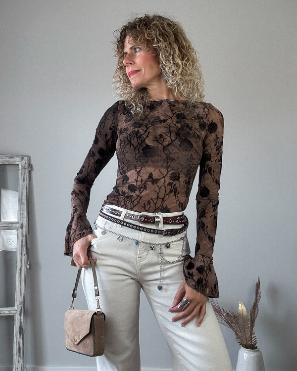 Camiseta terciopelo flor