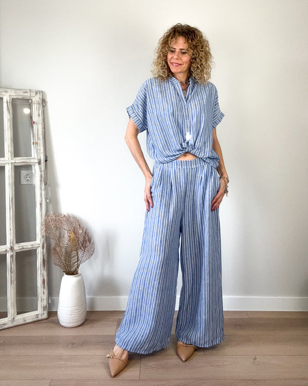Conjunto azul rayas