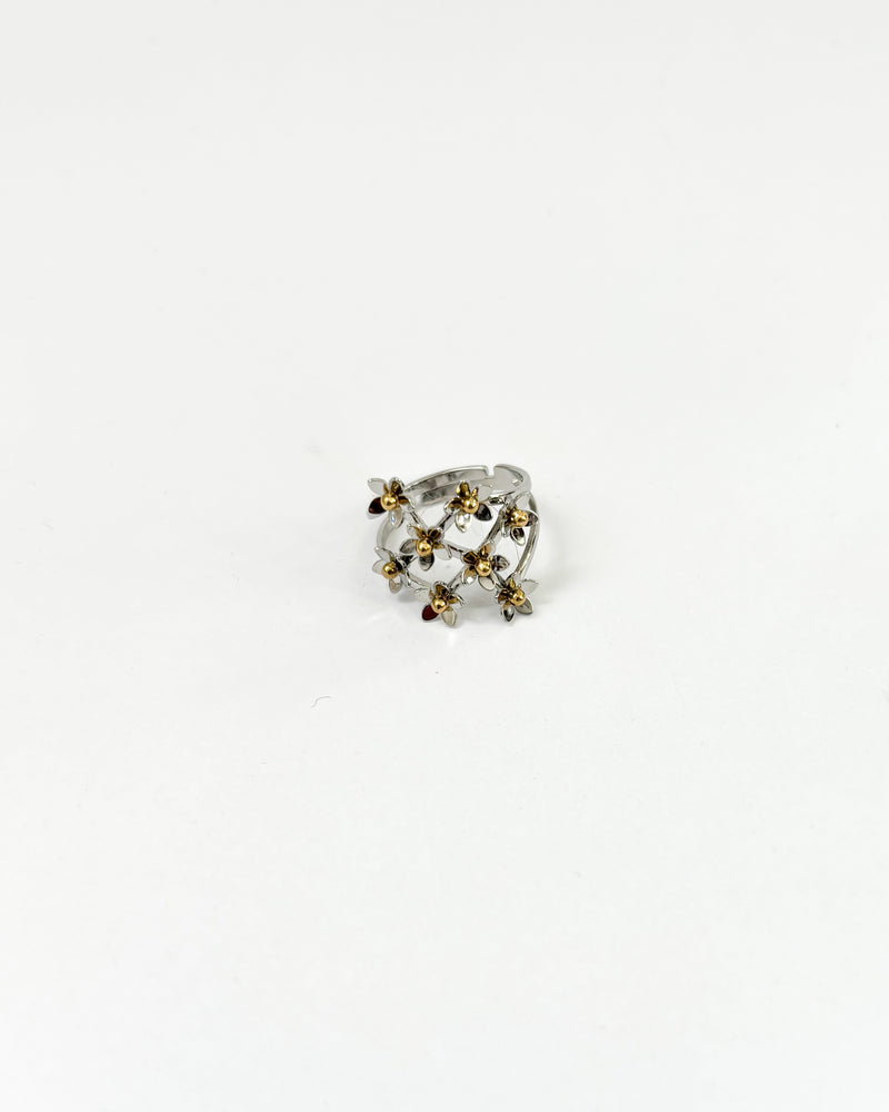 ANILLO FLOR ACERO GOLD