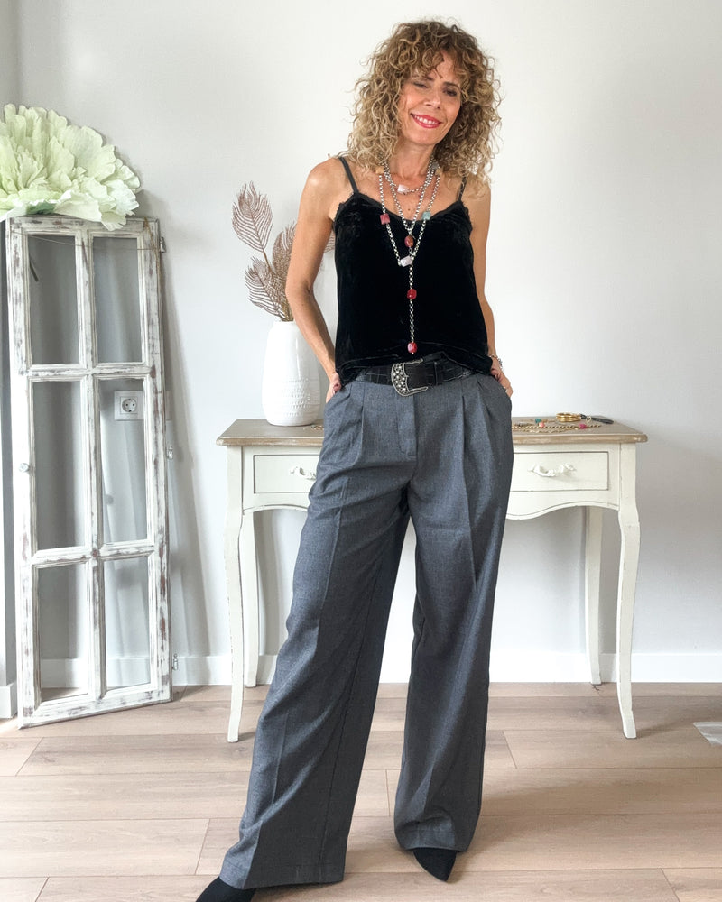 Pantalón gris wideleg