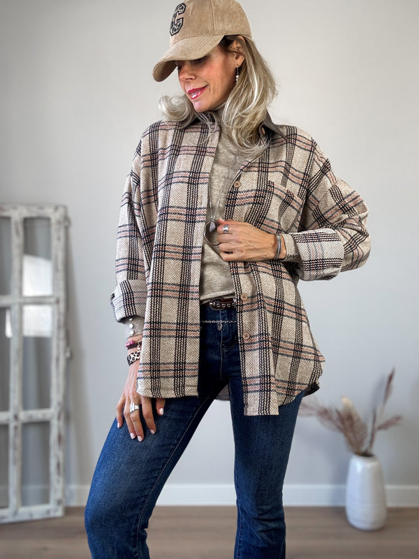 Camisa cuadro polipiel