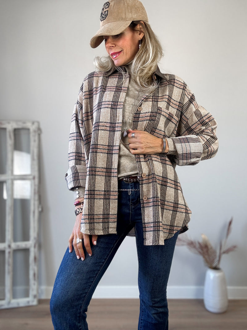 Camisa cuadro polipiel