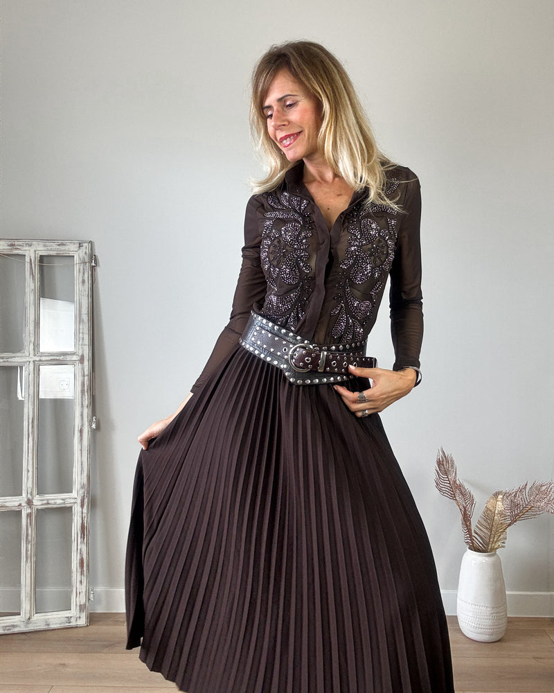 Falda plisada chocolate