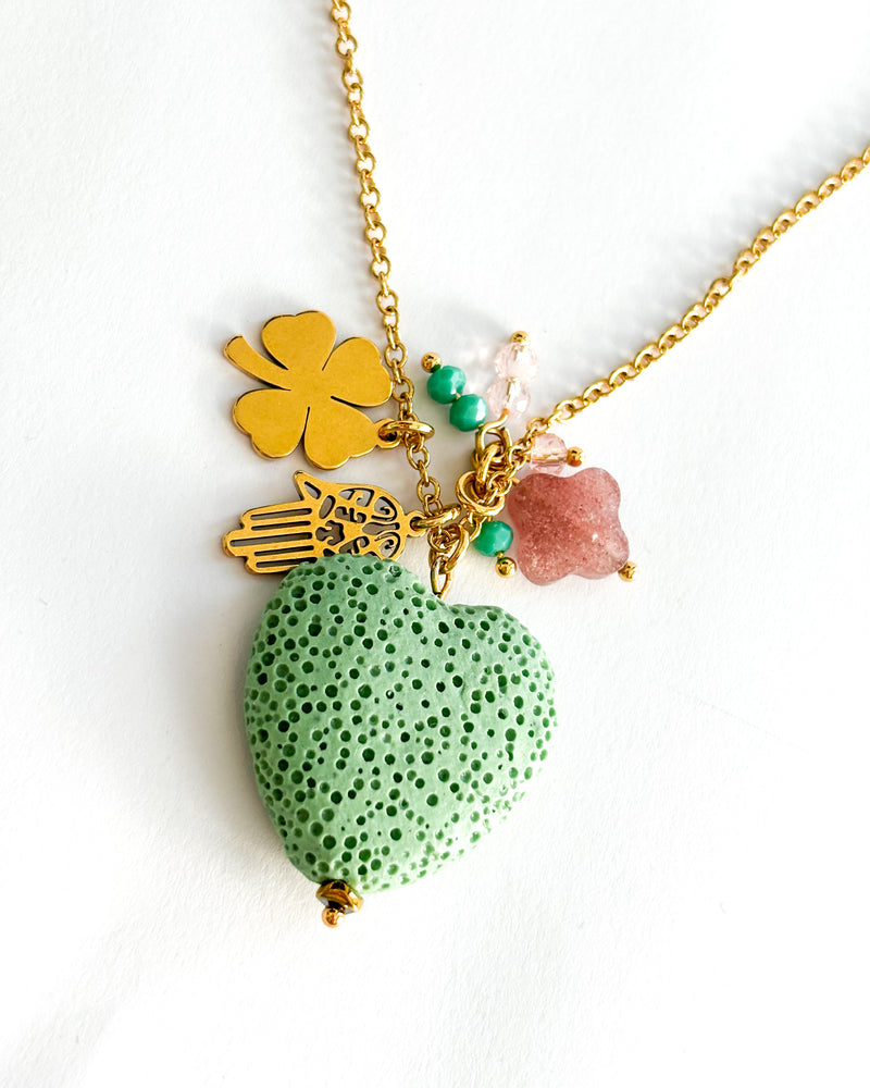 COLLAR CORAZÓN MENTA