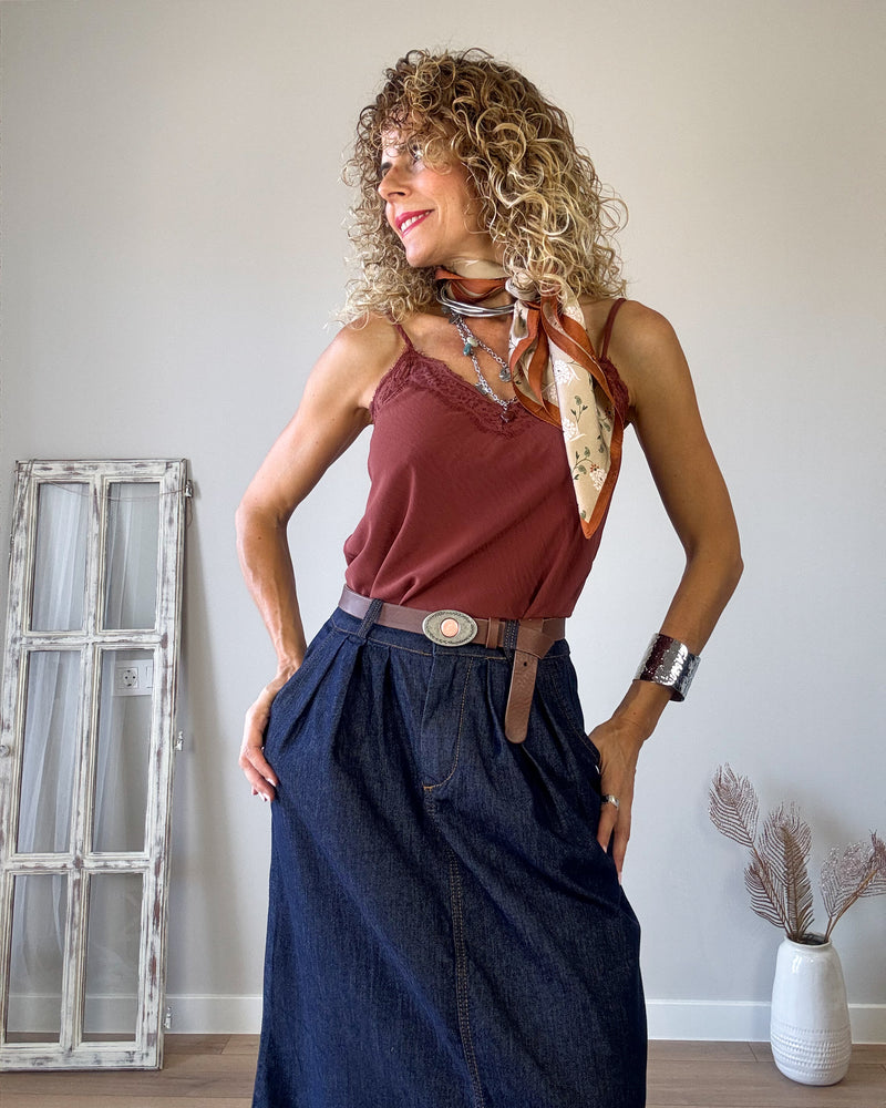 Falda denim bolsillos