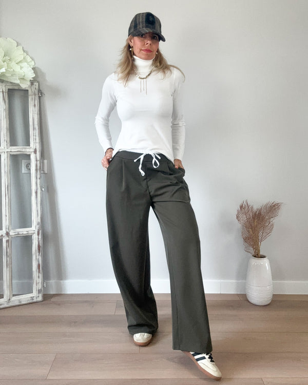 Pantalón caqui wideleg