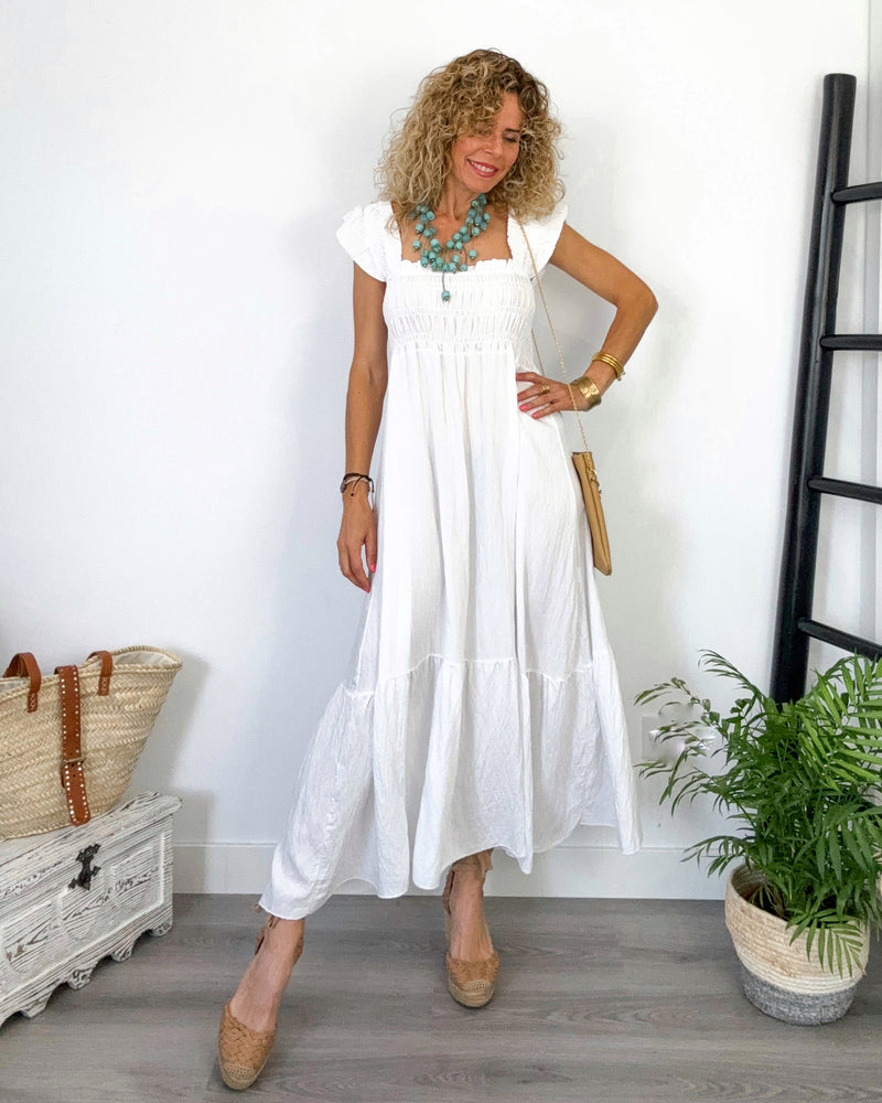 Vestido blanco gomado