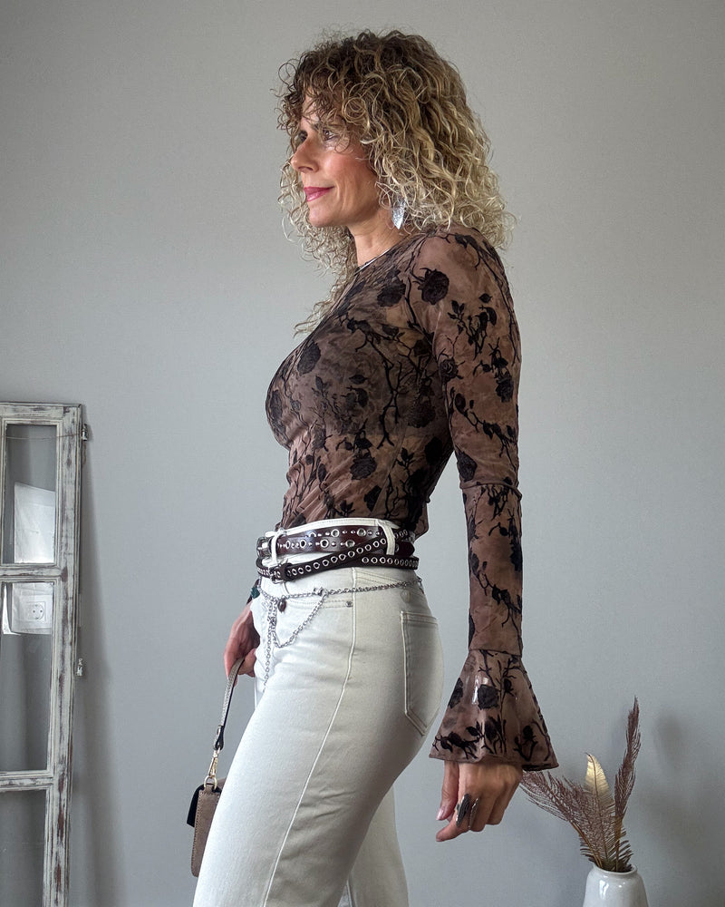Camiseta terciopelo flor